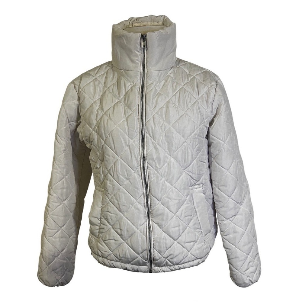 Jason‎ Maxwell White Quilted Puffer Jacket Lightweight Full Zip Coat Size Small